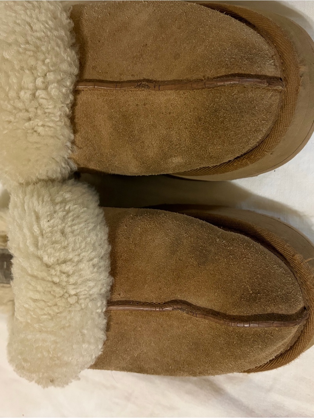 UGG Chestnut Suede Shearling-Lined Slip-On Slippers